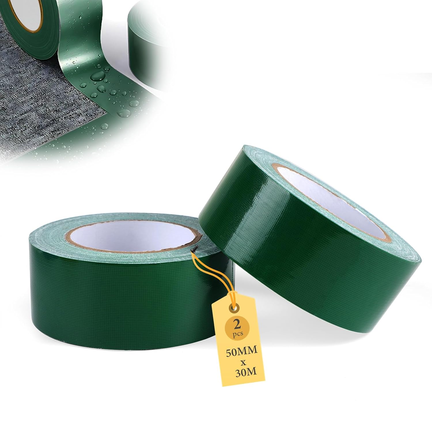 role de bandă adezivă verde, 50 mm x 30 m. Bandă de reparații țesută, de înaltă rezistență, rezistentă la apă, multifuncțională