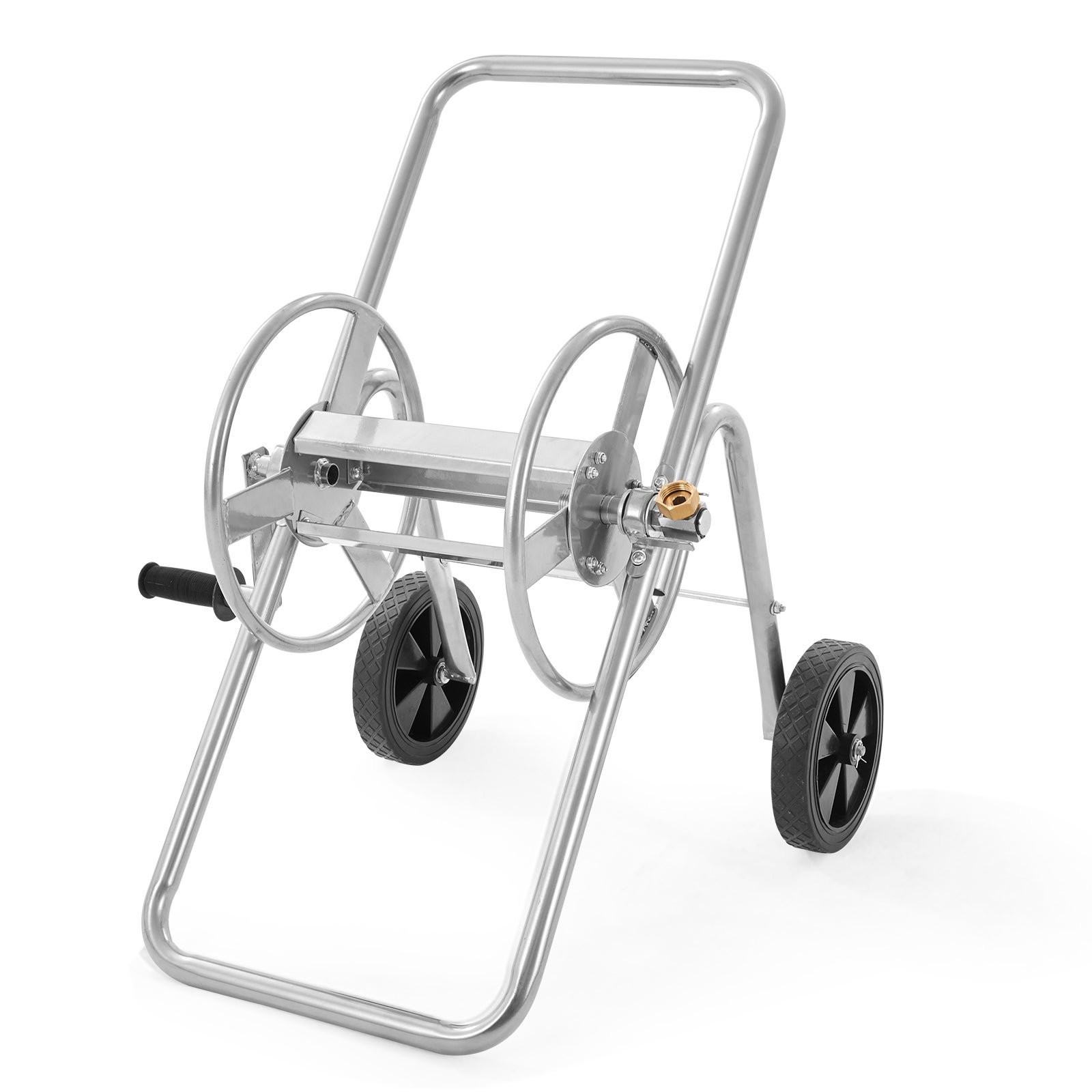 Carăuș cu înfășurare de țeavă VEVOR, capacitatea țevii de apă 1,5 cm și 53 m (țeava nu inclusă), unelte mobile cu roți, plantare exterioară din oțel