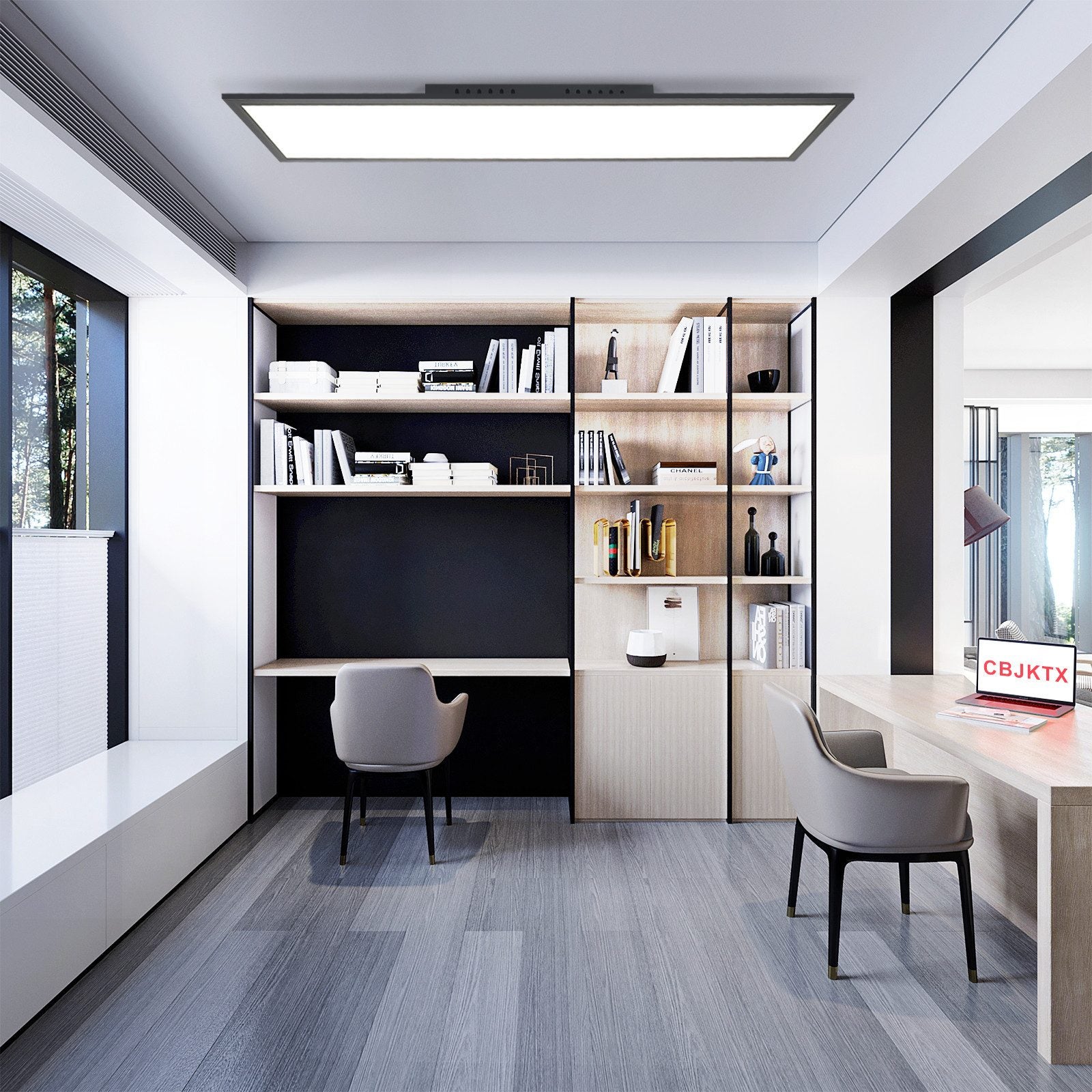 NETTLIFE Lámpara de Techo LED 120x30 - Panel de Techo Regulable, Lámpara de Luz Diurna Larga, Escritorio Plano con Control Remoto, 40W - 8