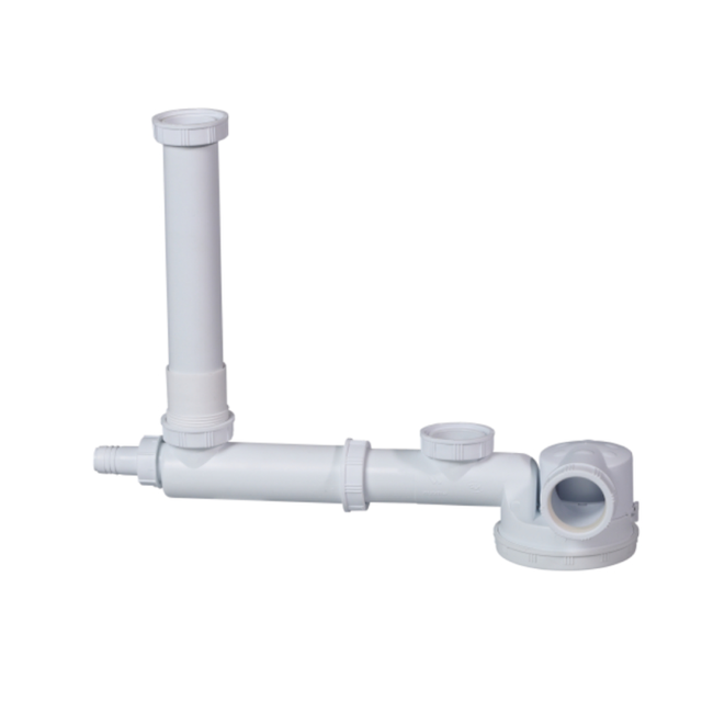Tubulure de raccordement WIRQUIN Espace avec siphon extraplat intégré pour évier 2 bacs + rallonge