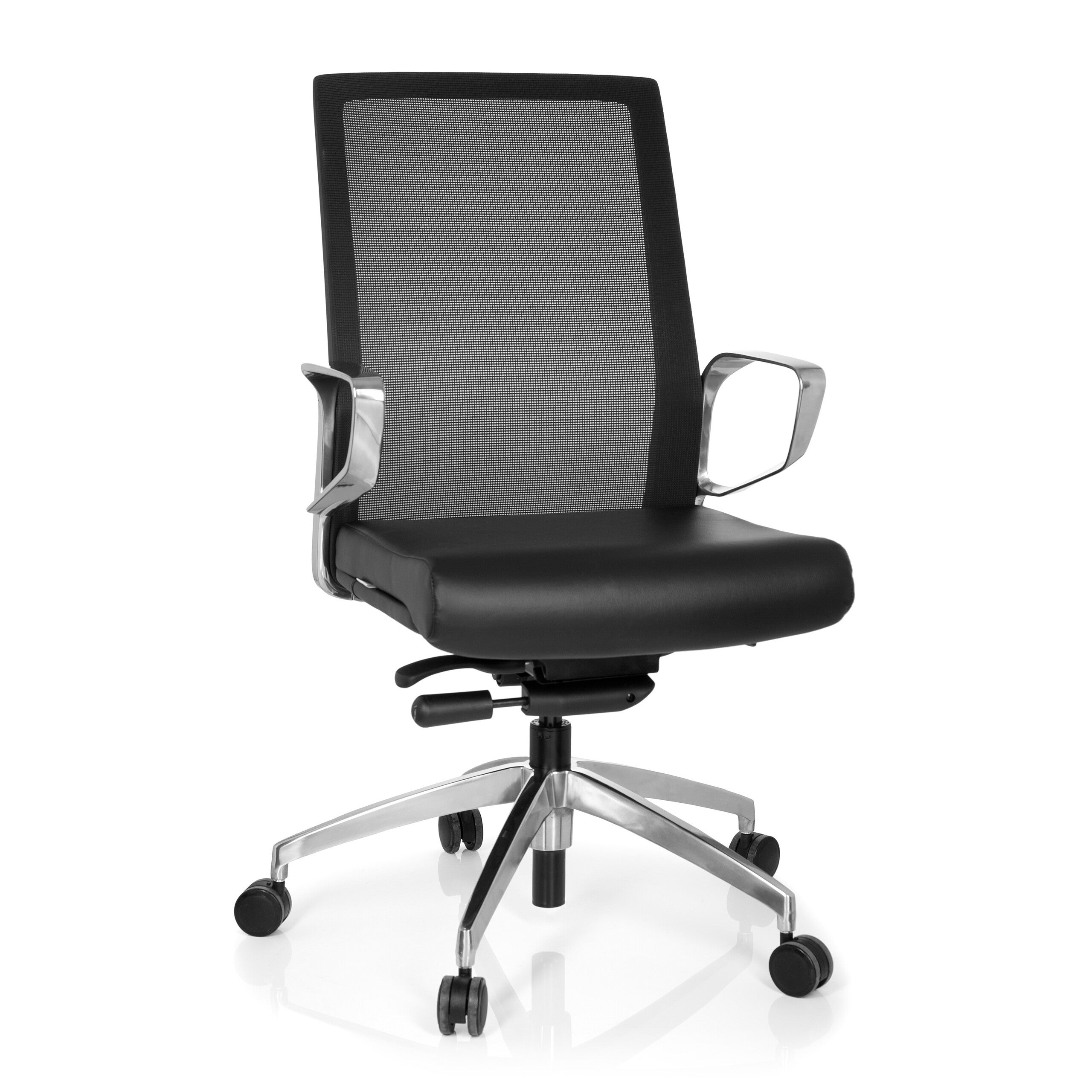 Krzesło biurowe PROVIDER NET siatka / imitacja skóry czarny hjh OFFICE