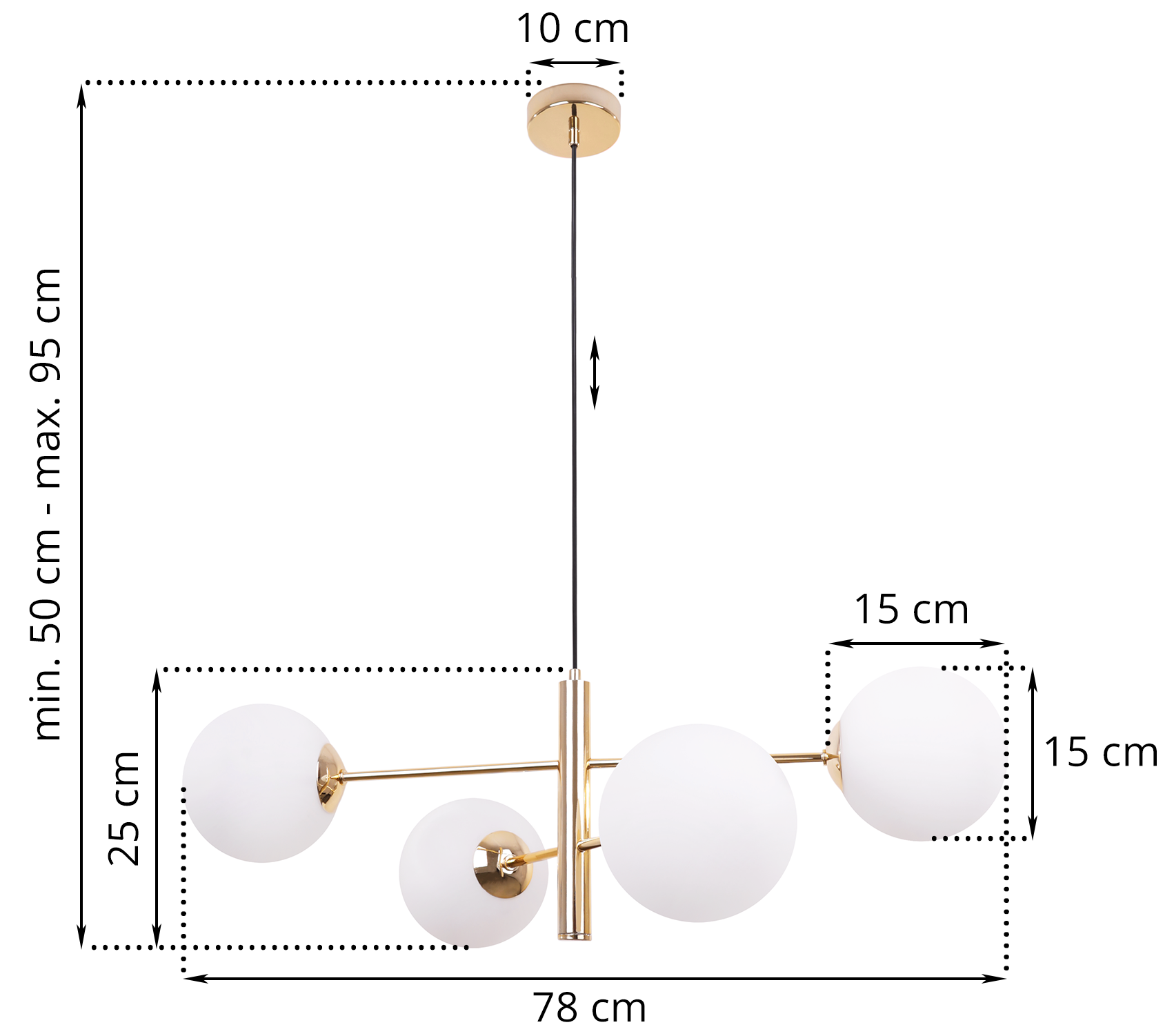 Lampa sufitowa wisząca Vicenza modern 4xE27 abażur kula biała/złota Light Home LH - 6
