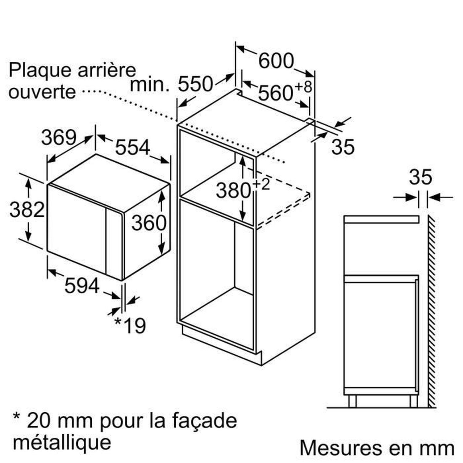 Four à micro-ondes encastrable Bosch Serie 4 BFL553MS0 Micro-ondes combiné 25 L 900 W Noir, Acier inoxydable - 6