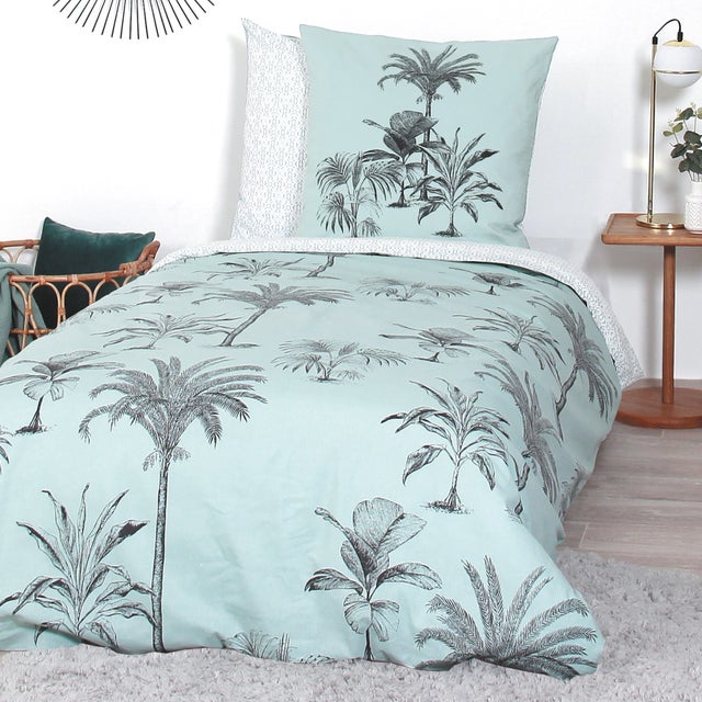 Parure de lit 140x200 cm coton biologique PASSADA Bleu Océan