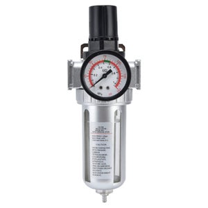 QWORK® Regolatore Di Pressione Dell'Aria Per Pistola Di Verniciatura, Manometro + Separatore Filtro Trappola Acqua Olio + Filettatura Standard 1/4, Max 140psi - 4