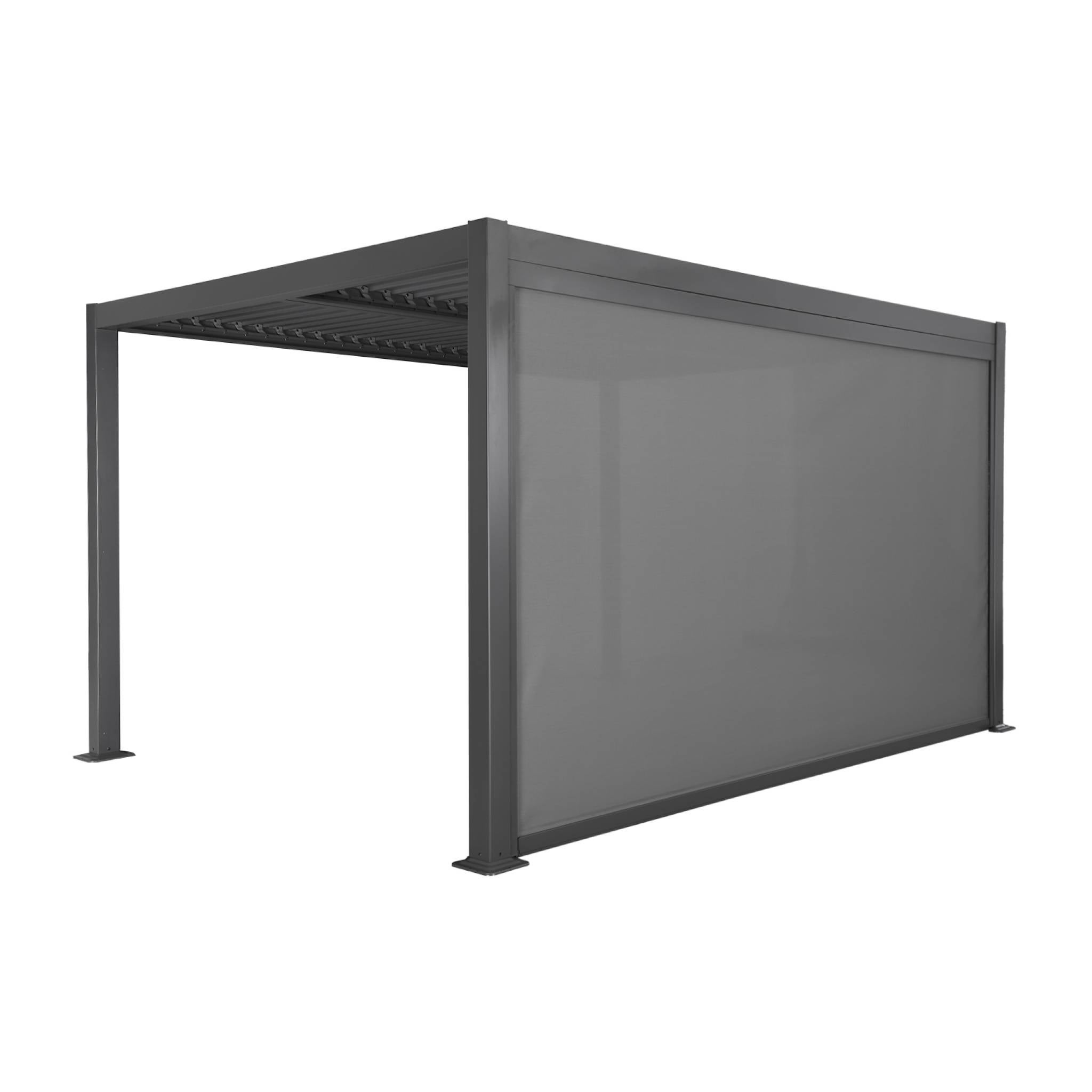 Pérgola bioclimática 3x4m de alumínio e aço + toldo 4m, Palace 3x4m + acessório, Antracite, 392x292x224 cm - 2