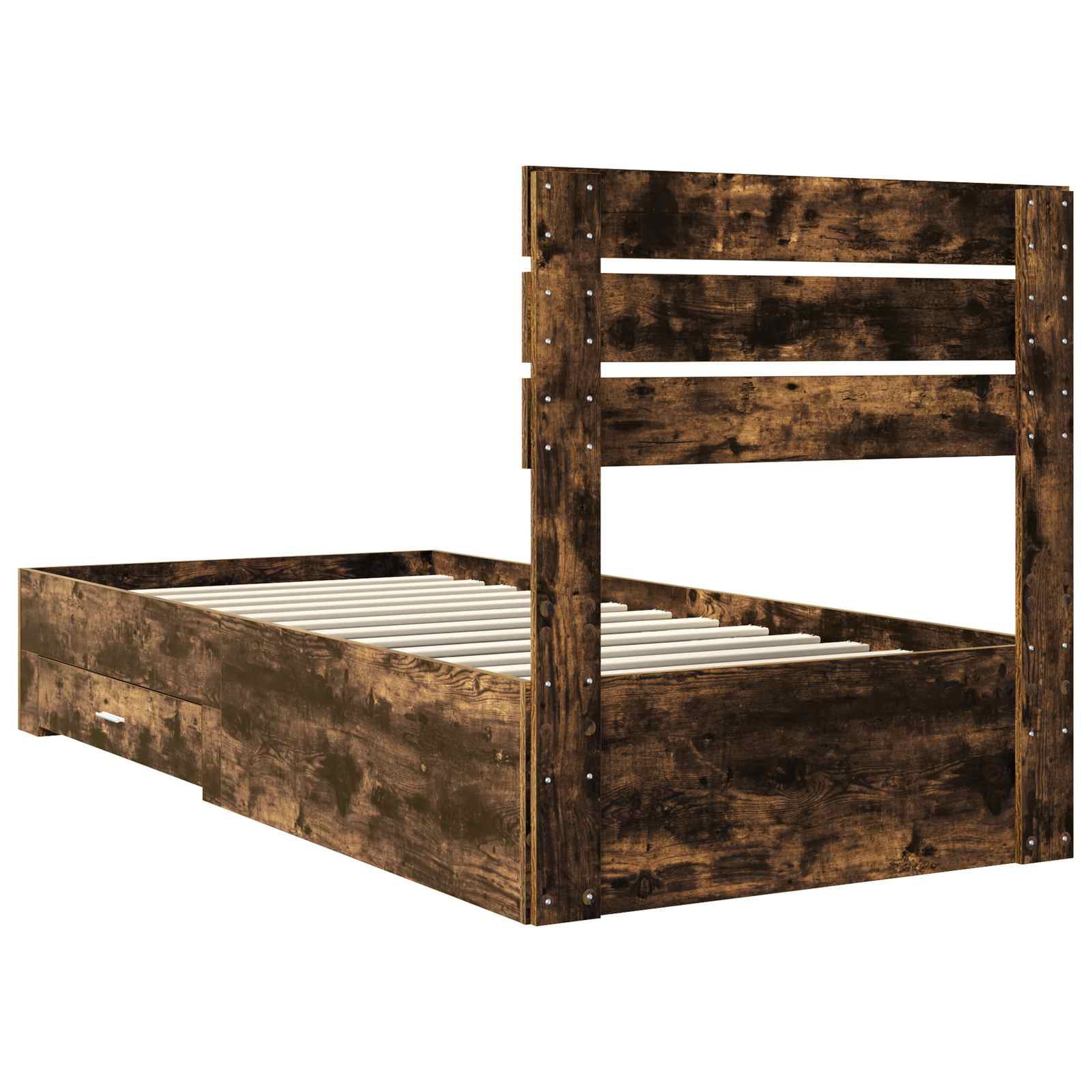 Cadre de lit chêne fumé 90 x 190 cm en panneau de bois - 9