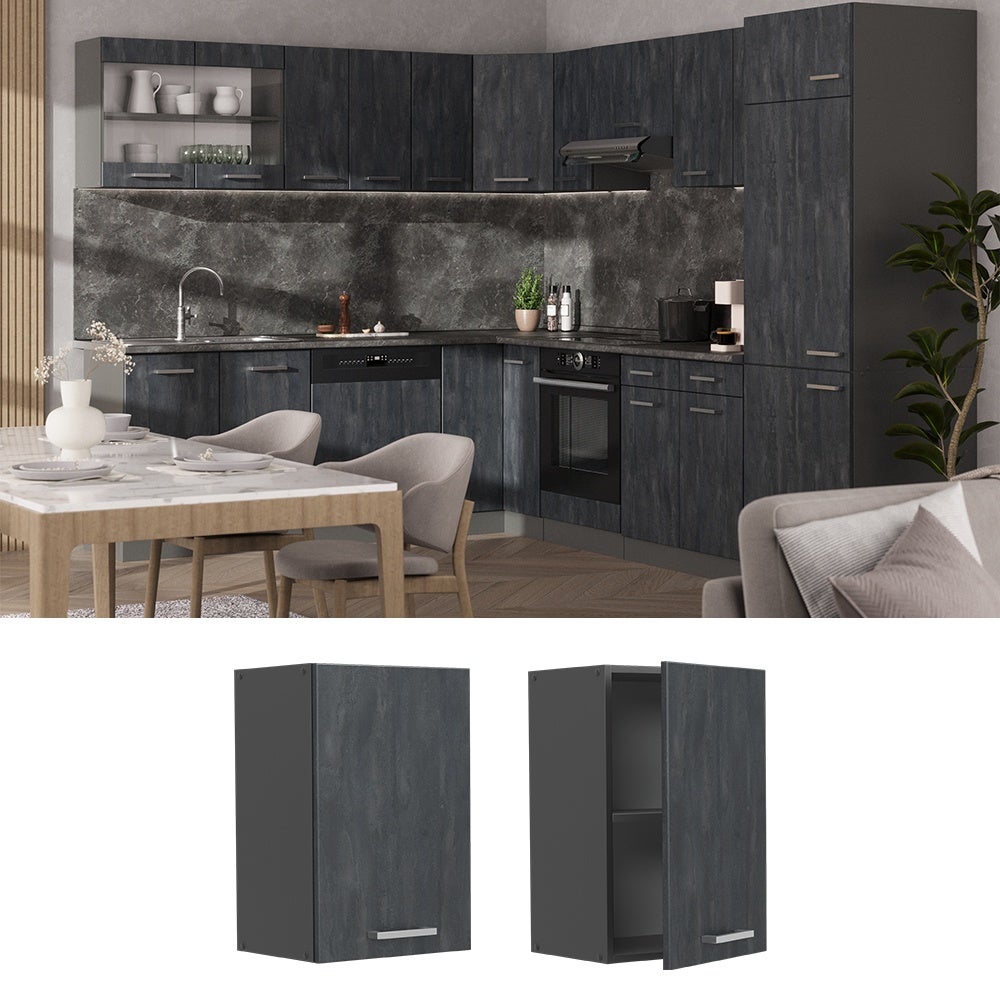 Vicco Elément haut de cuisine R-Line, Béton noir, 40cm - 2
