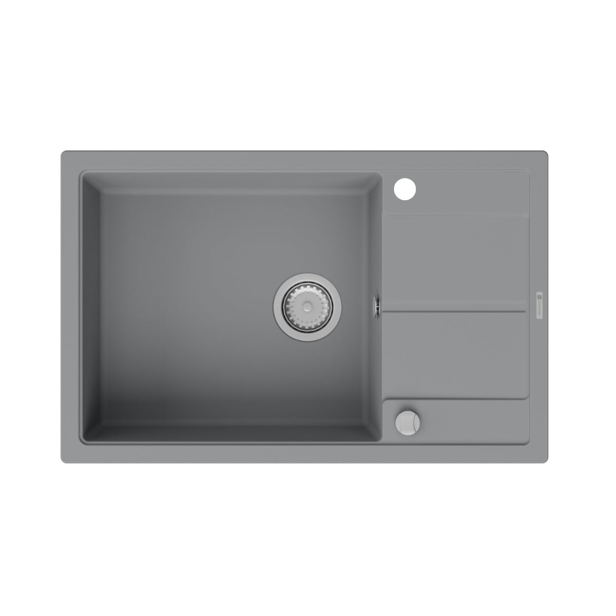 Zlewozmywak GranMaster 780x500x20,3 mm 1 komorowy z ociekaczem oraz syfonem, tytan 1szt.