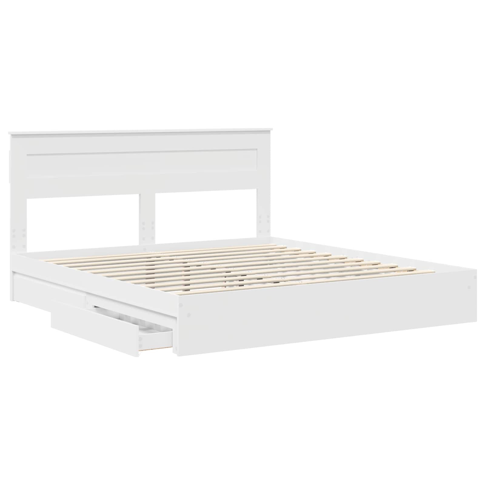 Lit avec rangement, blanc, en panneau de bois, pour la chambre, 180 × 200 cm - 5