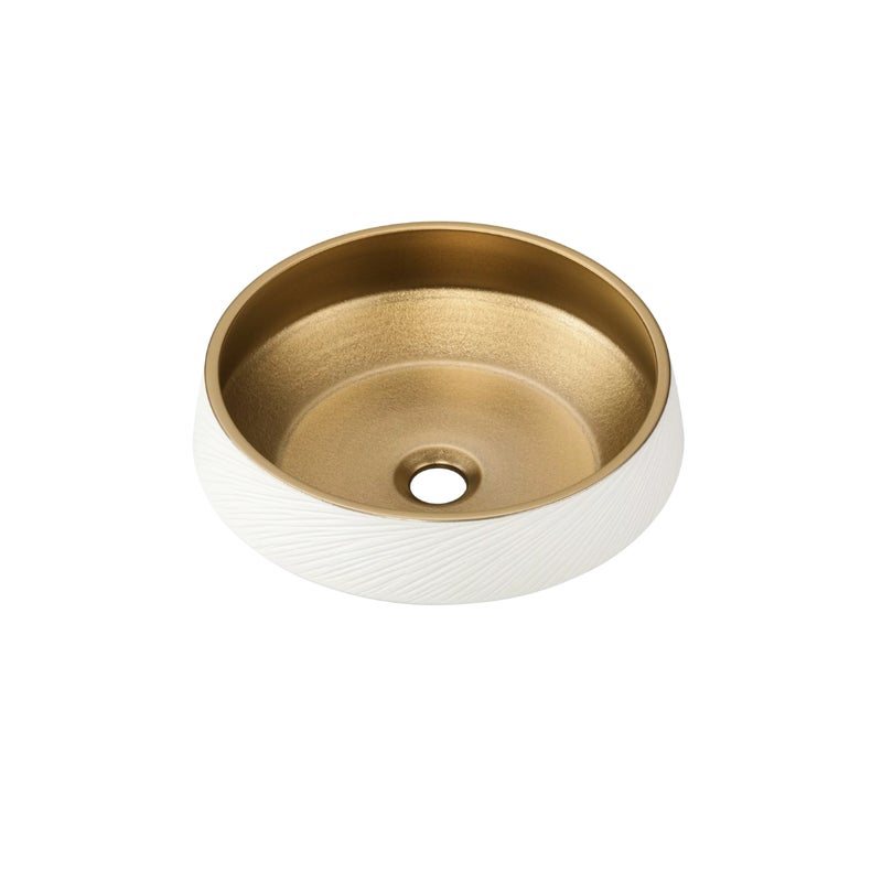 Umywalka nablatowa Uptrend CELIA okrągła biało-złoty mat, z ozdobną fakturą strukturalną 1 szt.