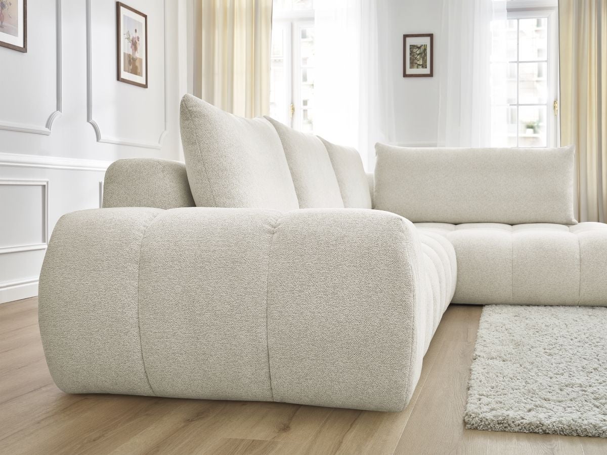 BOBOCHIC Canapé d'angle fixe EVEREST tissu chiné Blanc Angle droit - 9