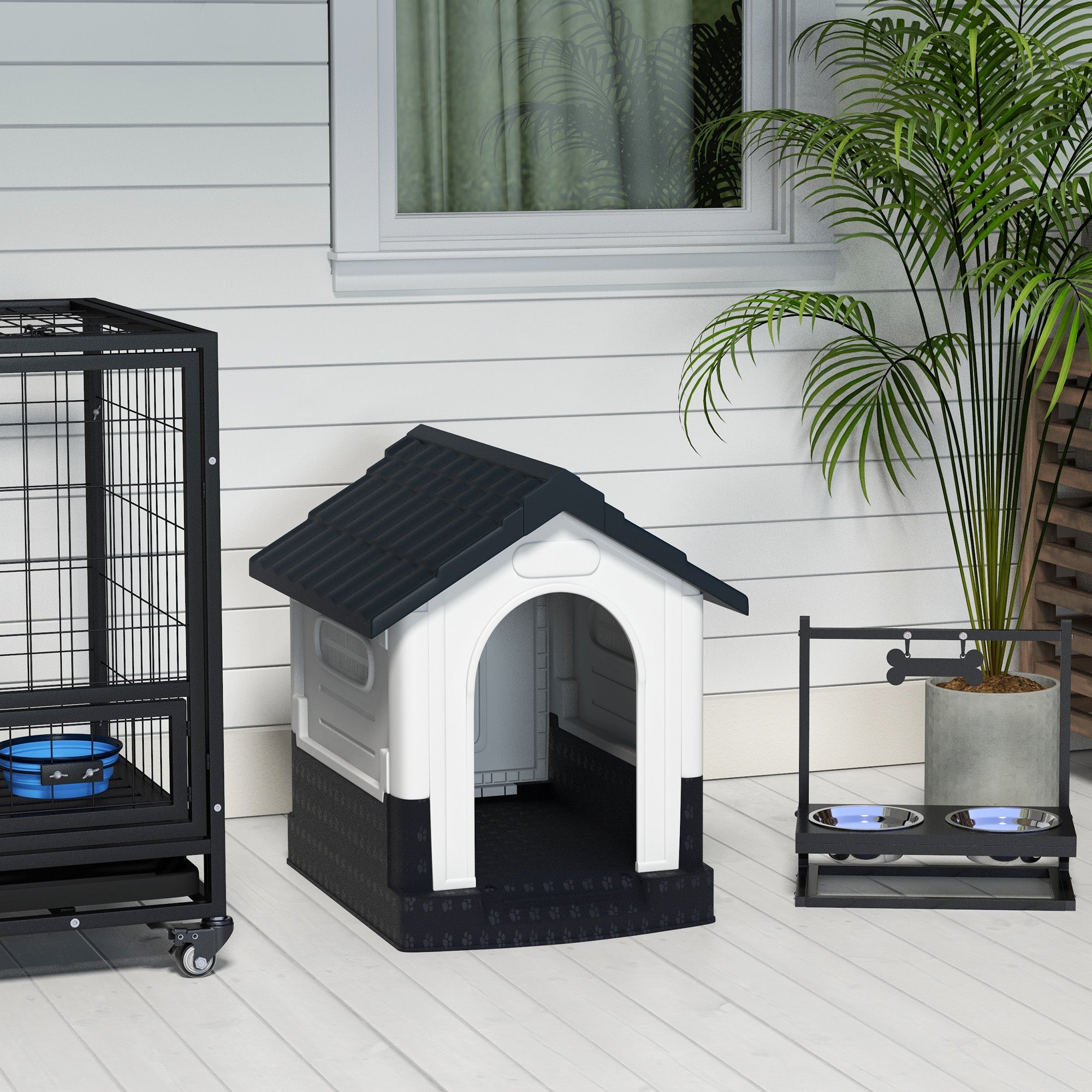 Casota para Cães PawHut PP Cinzento Escuro 64,5x57x66 cm - 2