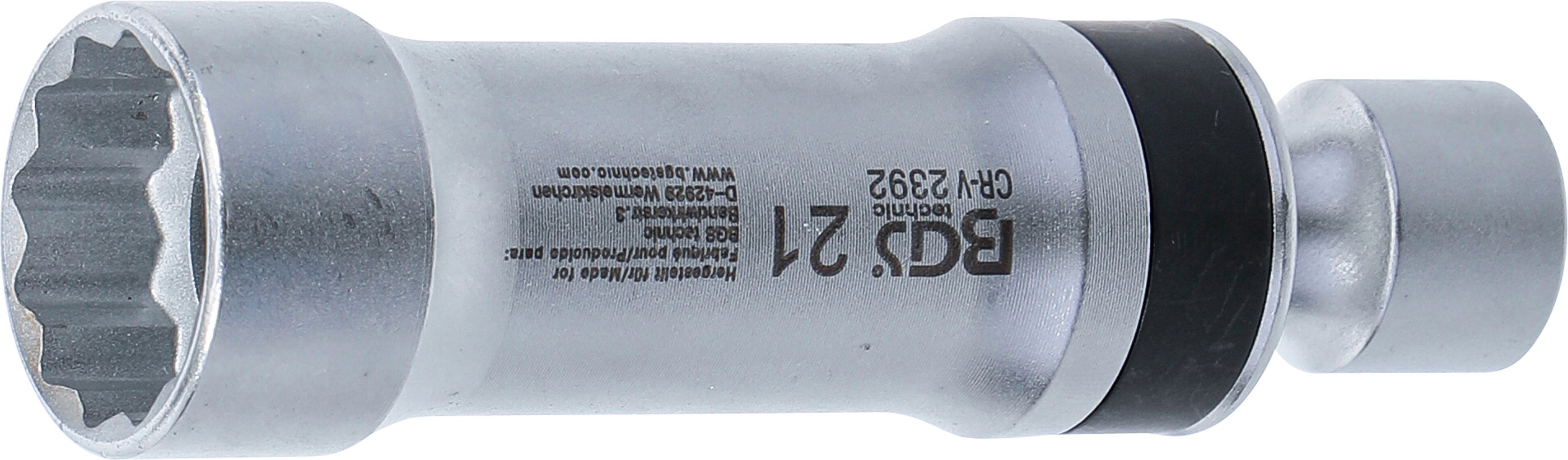 Vaso para bujías articulado 12 caras con muelle de retención | 21 mm