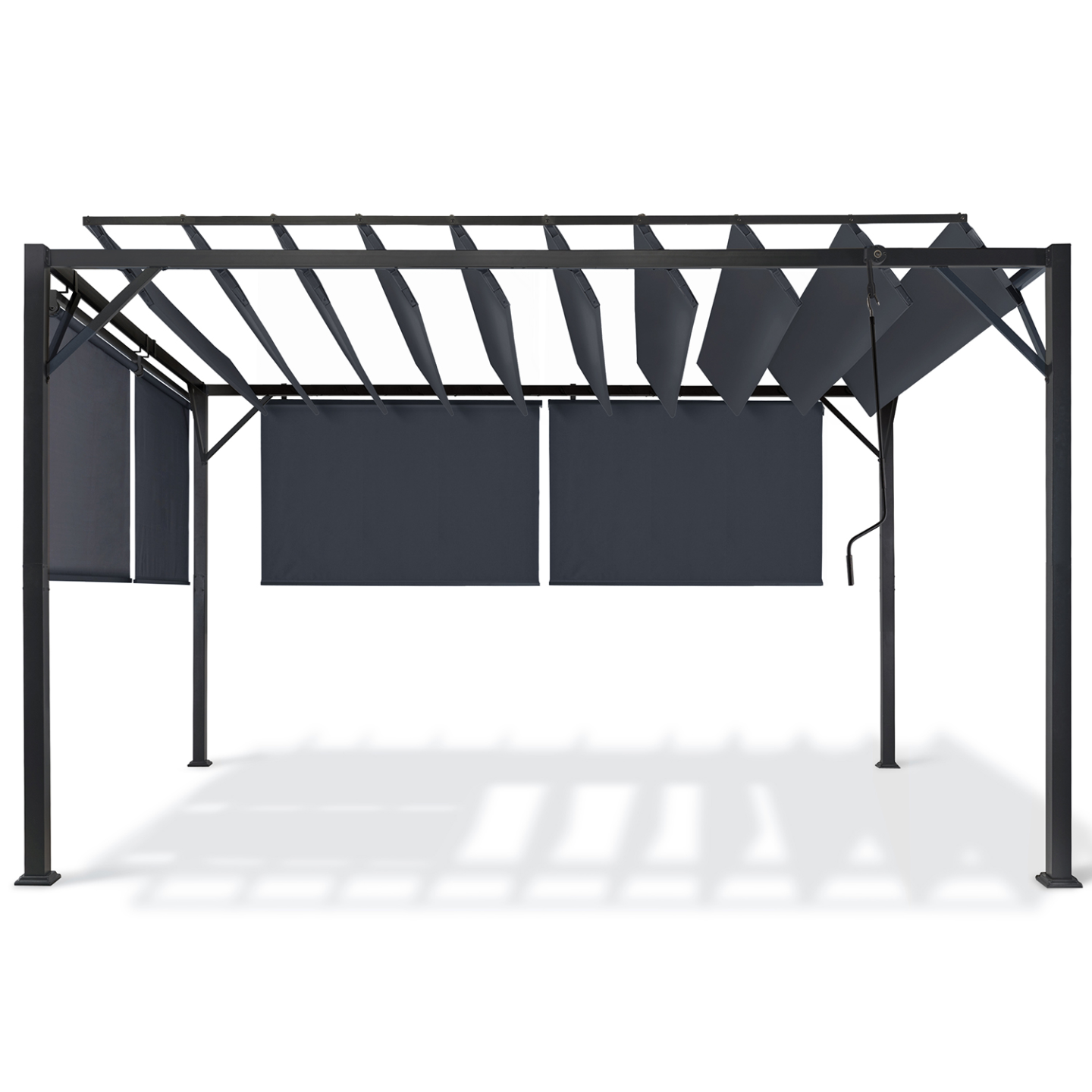 Pergola édition luxe lames orientables 3x4 M et 4 stores gris anthracite - 3