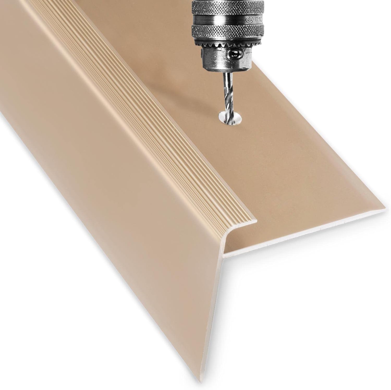 Profil d'angle d'escalier perforé Nez de marche aluminium anodisé Profil d'arête d'escalier, Or, Longueur = 134 cm, 1 Pièce - 4