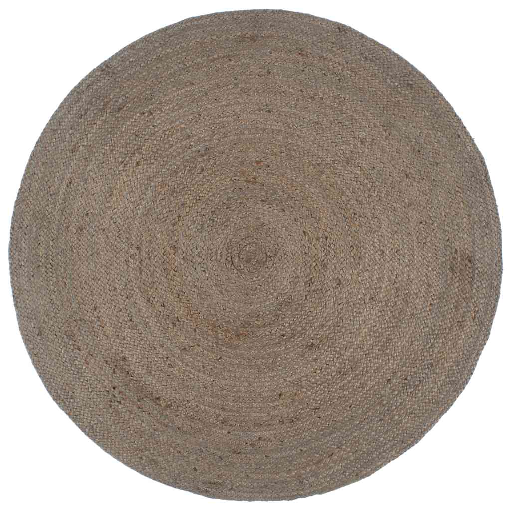 Tapis fait à la main Jute Rond 240 cm Gris | Leroy Merlin