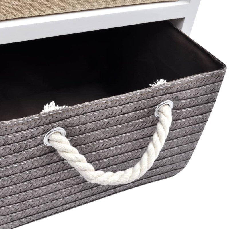 VidaXL Mesita de noche Ofelia 2 cajones con asa de cuerda blanco 48x35x27 cm - 4