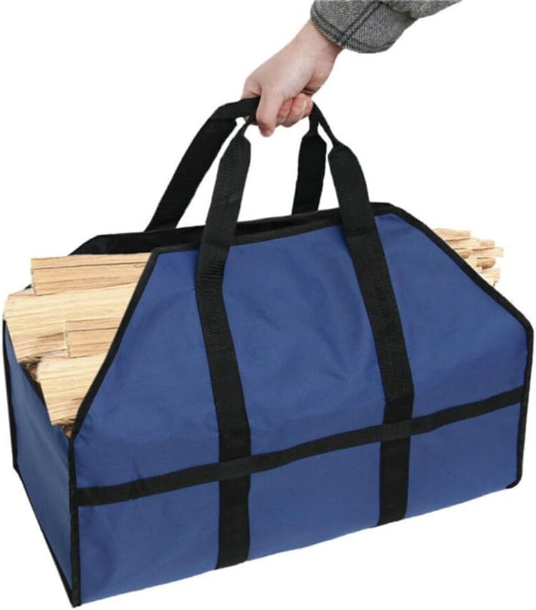 Wytrzymała torba płócienna na drewno opałowe z odporną na rozdarcia tkaniną Oxford i wyściełanymi uchwytami (niebieska)