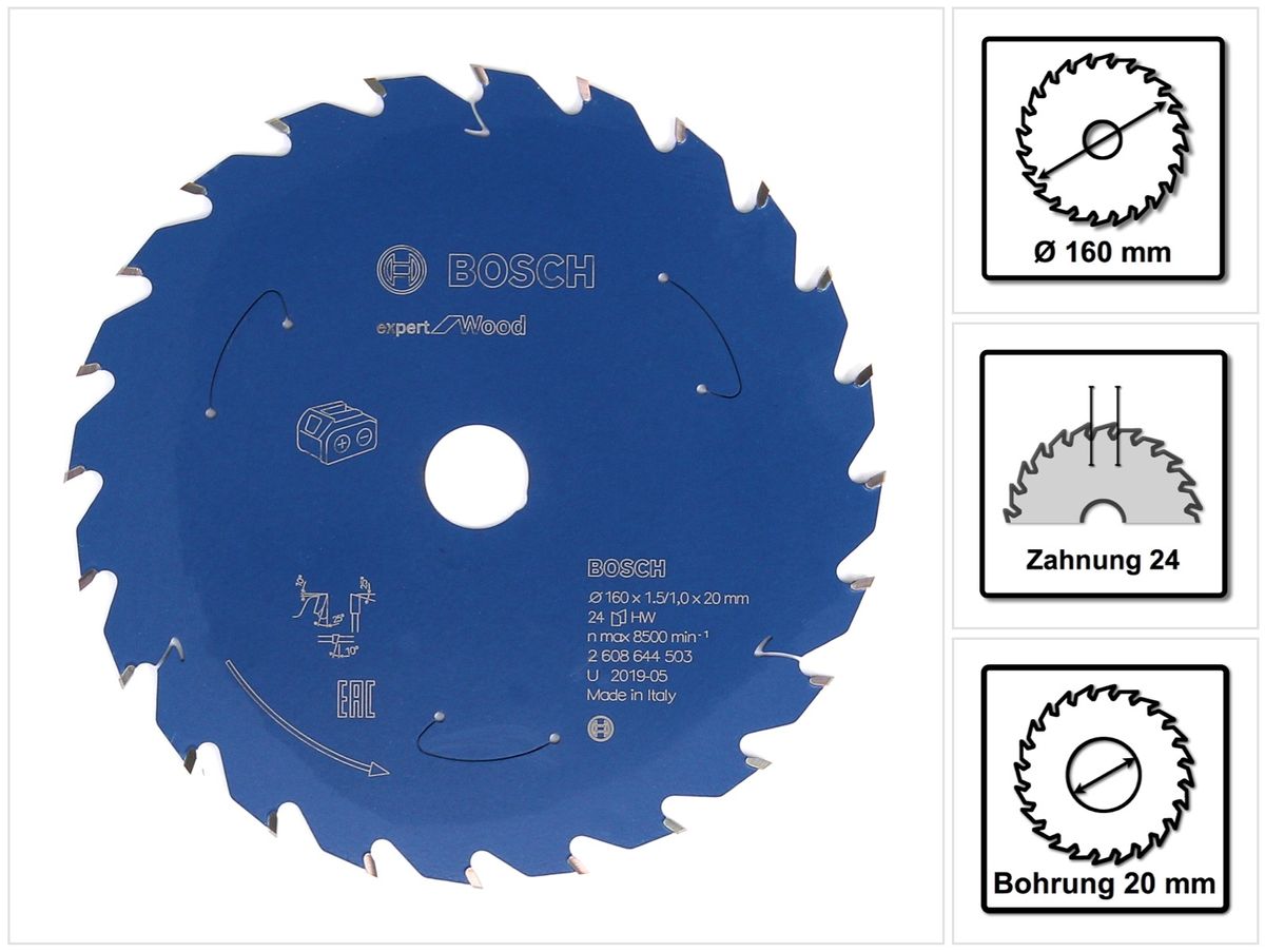 Disco de sierra circular Expert for Wood para sierras sin cables 160&amp;nbsp;x&amp;nbsp;1,5/1&amp;nbsp;x&amp;nbsp;20 T24