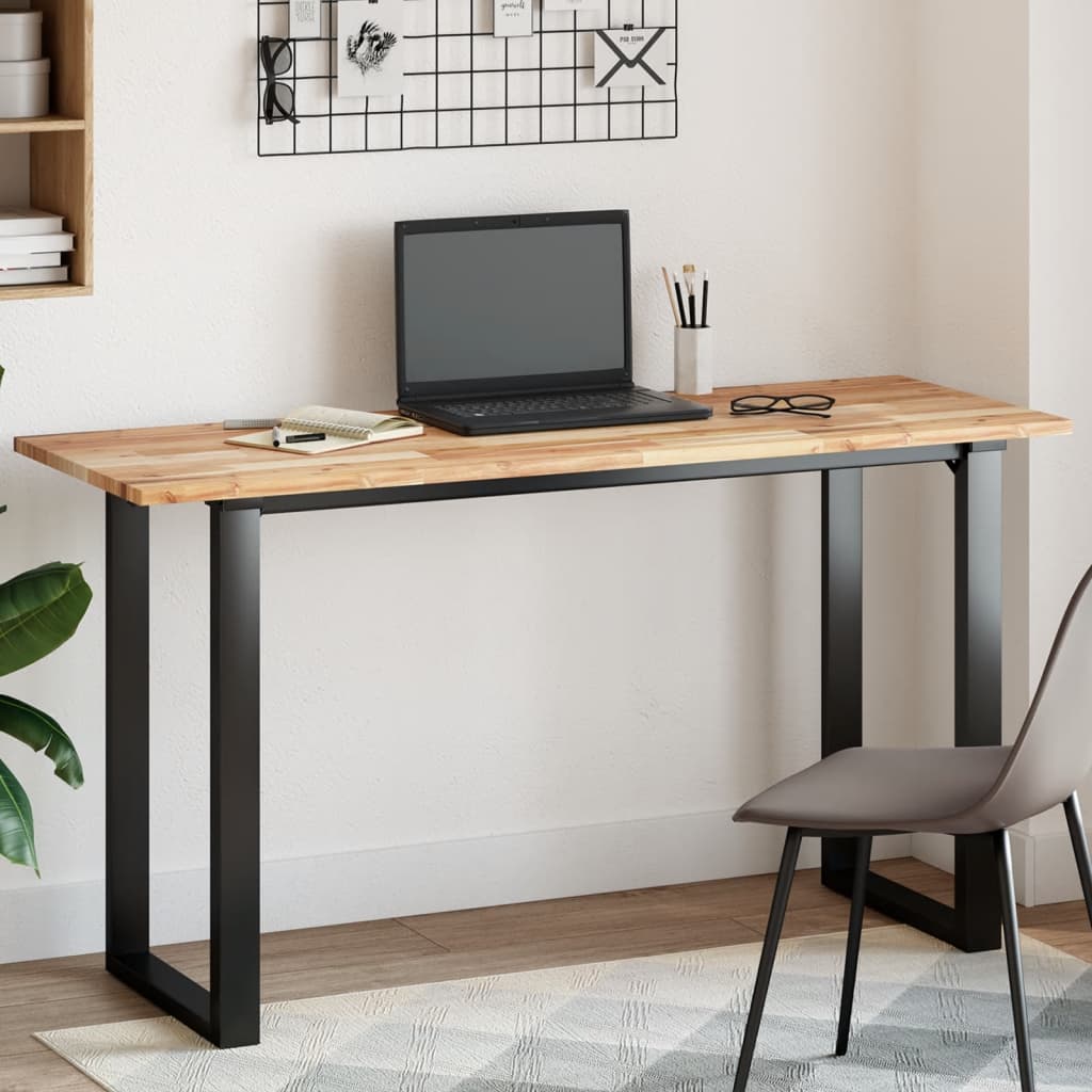 VidaXL Piano Per Scrivania In Legno Massello Di Acacia – 140x50x2,5 Cm, Rettangolare, Bordo Curvo, Per Ufficio, Computer O Tavolo Da Pranzo, Solo Piano