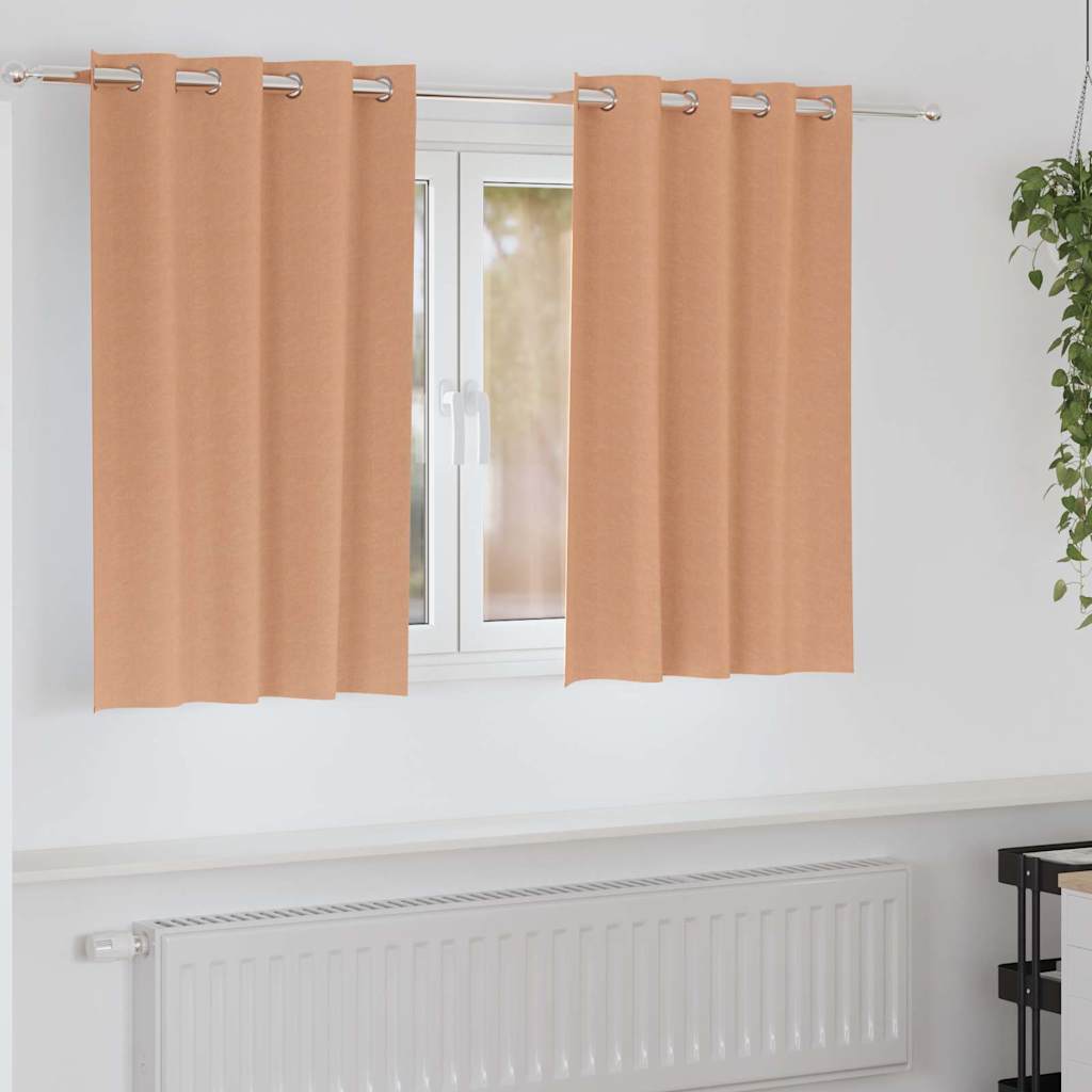 Firany blackout z kółkami 2 pcs Jasny Brąz 140 x 140 cm vidaXL