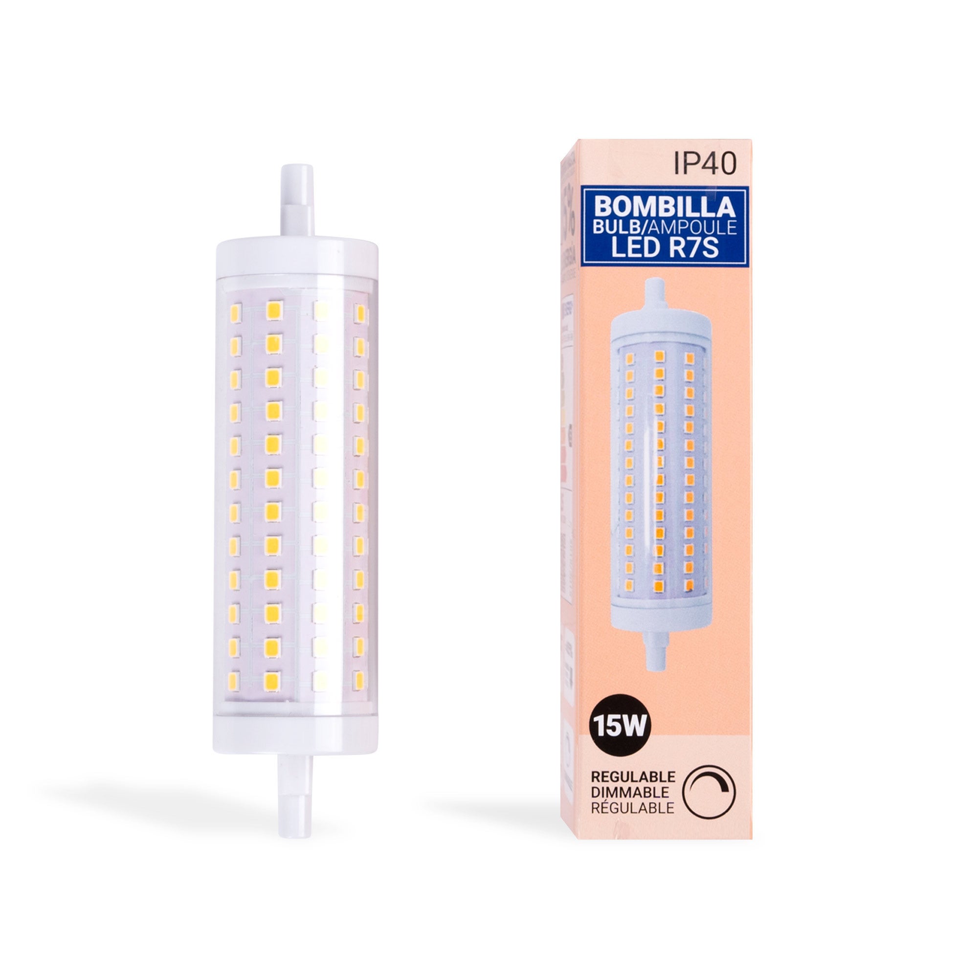 Bombilla LED Lineal R7S De 118 Mm, Regulable, 20 W, Blanco Natural