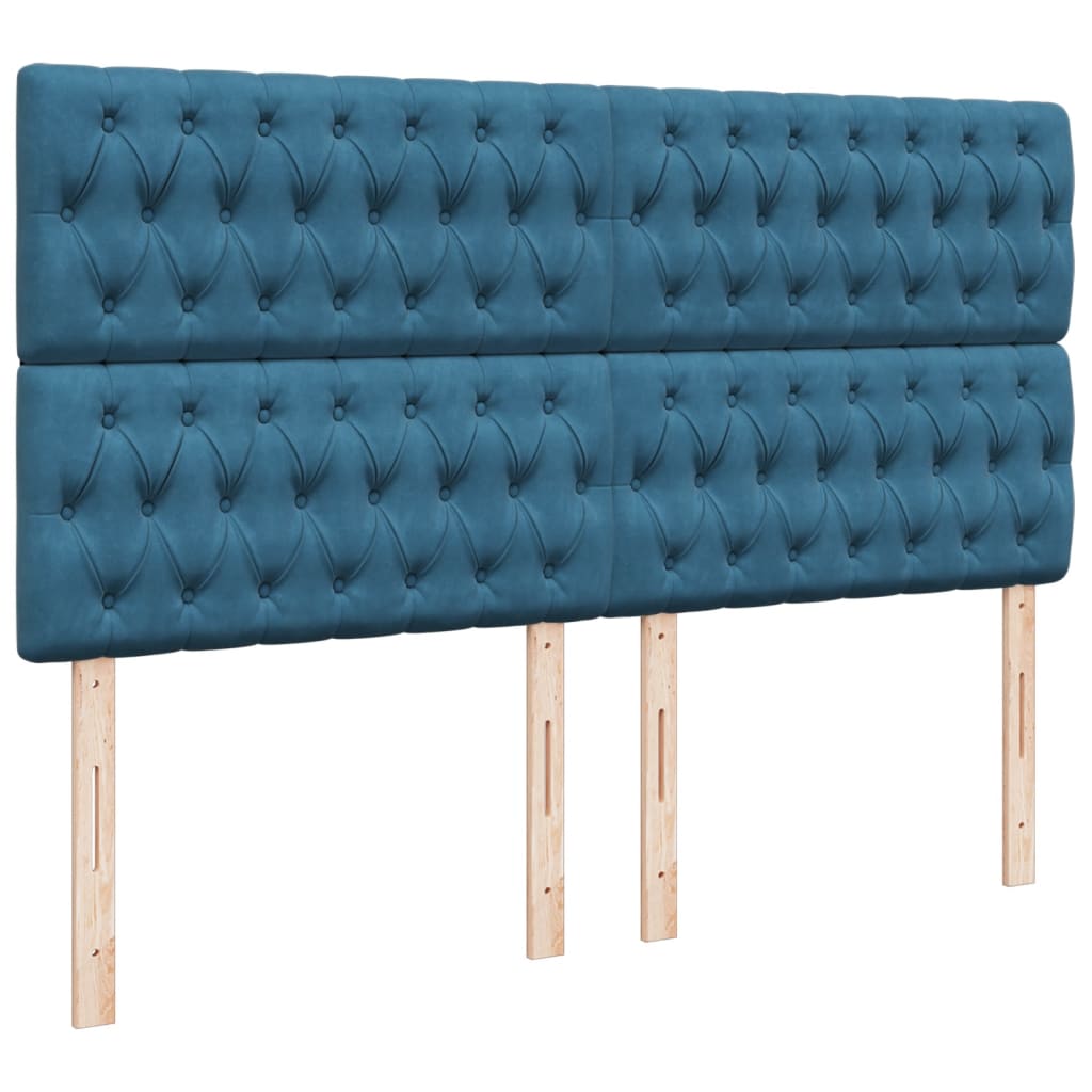 Maison Exclusive - Sommier à lattes de lit et matelas Bleu foncé 200x200cm Velours - 7