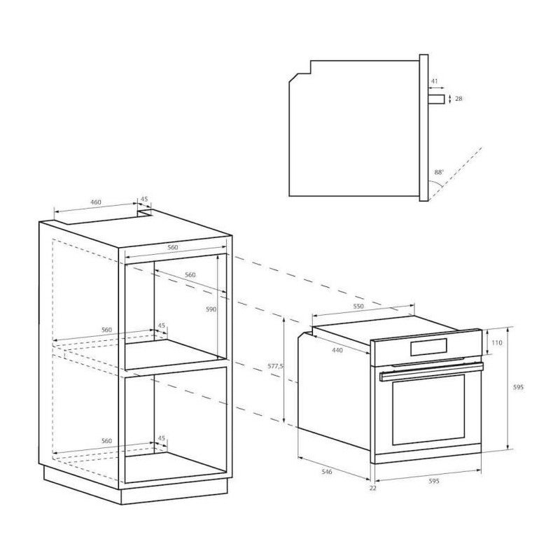 Four catalyse encastrable - convection naturelle CANDY FIDC X265 - Noir - 70L - 60 cm - Classe A - 3