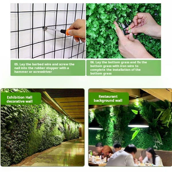 Hojas artificiales de 50 x 50 cm, resistente a los rayos UV, para pared verde, césped, plantas artificiales para decoración de interior y exterior - 4