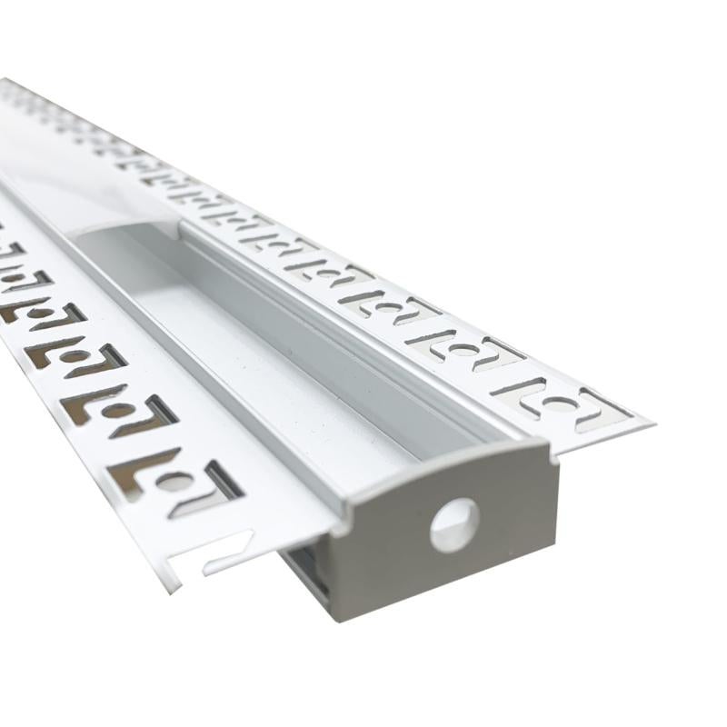 Profilé Aluminium encastré 2m pour Ruban LED Double Couvercle Blanc Opaque - SILAMP - 4