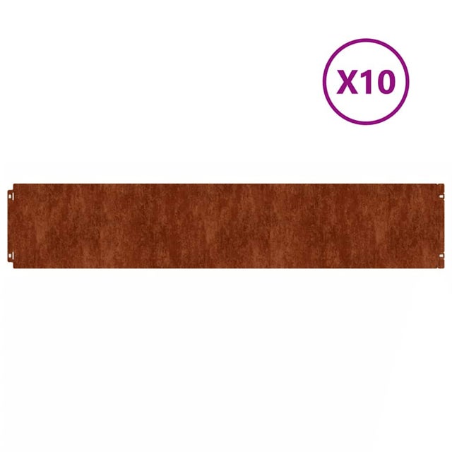Bordure Jardin 10 pcs 20x103 cm Acier Corten Flexible, Robuste, Anti-Corrosion, Installation Facile, pour Pelouse Massif Allée