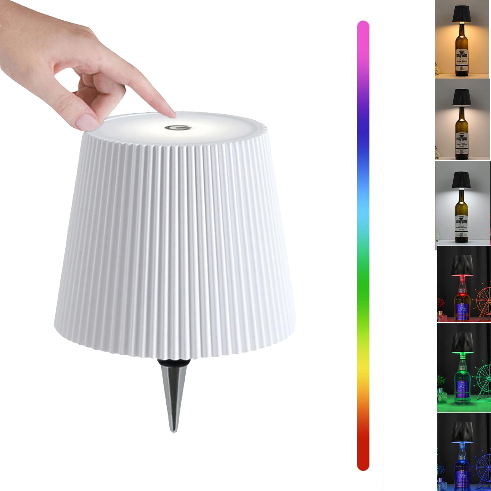 Lampe De Bouteille De Vin à Persiennes Colorées, Lampe De Table Portable Creative Mobile Veilleuse A Tete De Vin Blanche 91756939