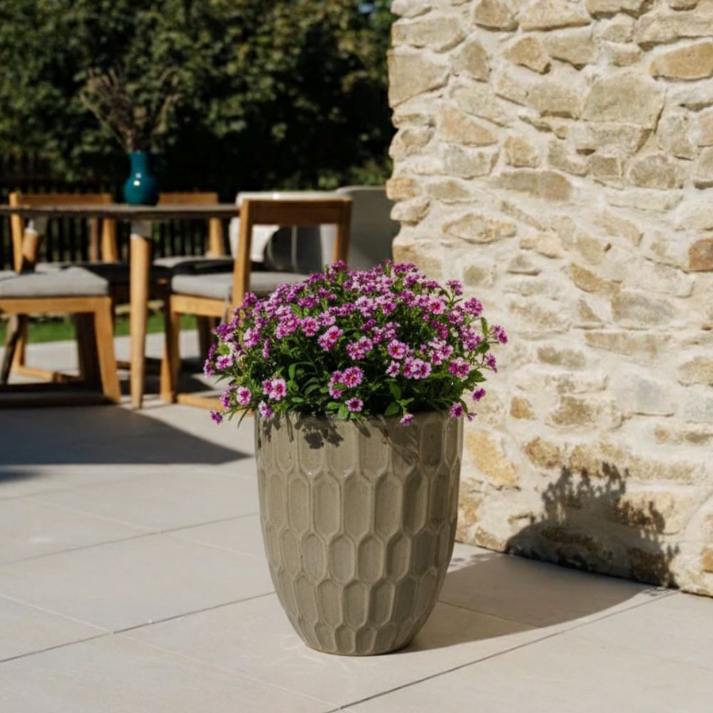 Pot grande taille d'extérieur DAUDET 41x55cm bronze sablé, fait main en terre cuite émaillée, résistant au gel - 2