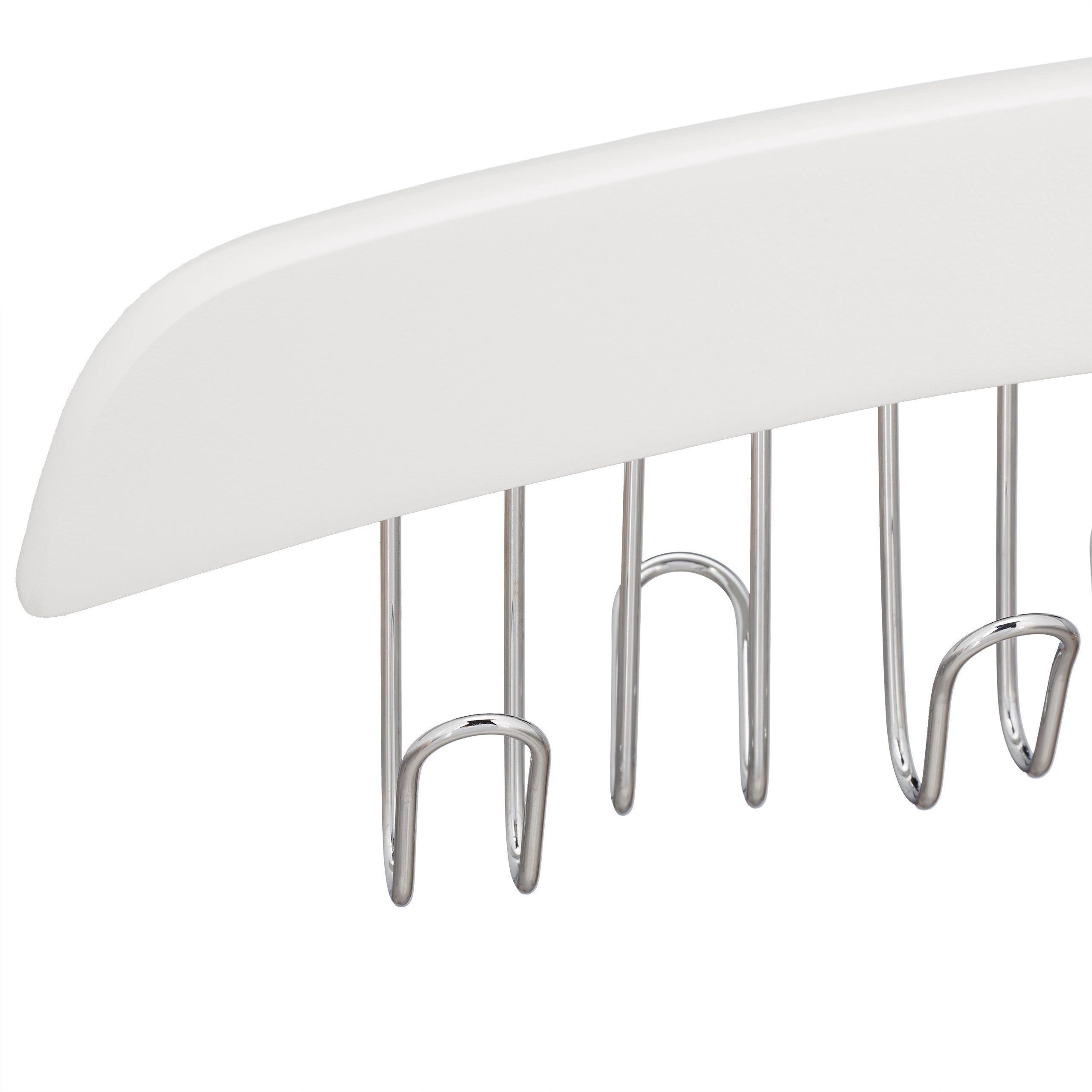 Porte-ceinture, armoire, 12 crochets rotatifs à 360°, bois de lotus, 17,5 x 43 x 5,5 cm, blanc/argenté, Relaxdays - 7