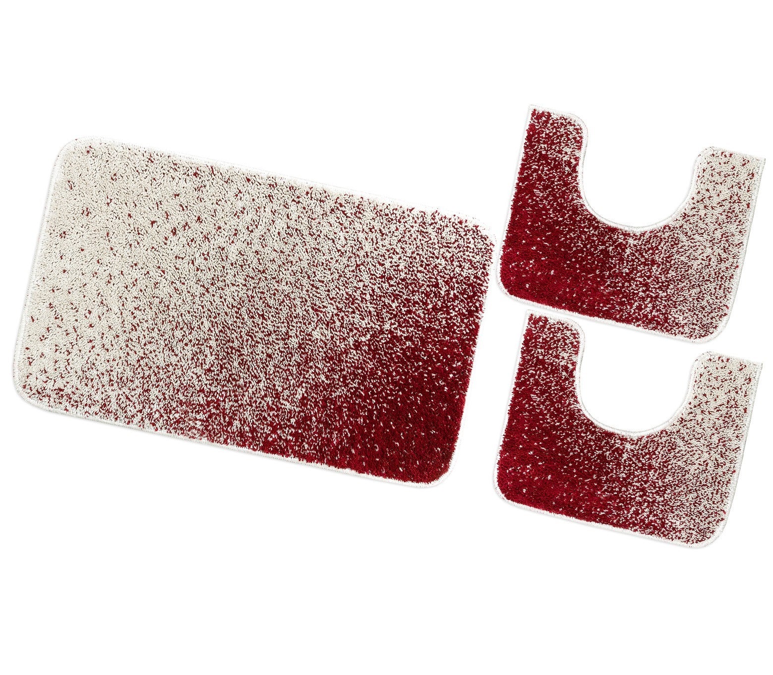 Zestaw 3-Częściowy Dywanik łazienkowy Dywanik przy łóżku Prysznic Wanna Antypoślizgowy Chłonny Miękki włochaty Czerwony