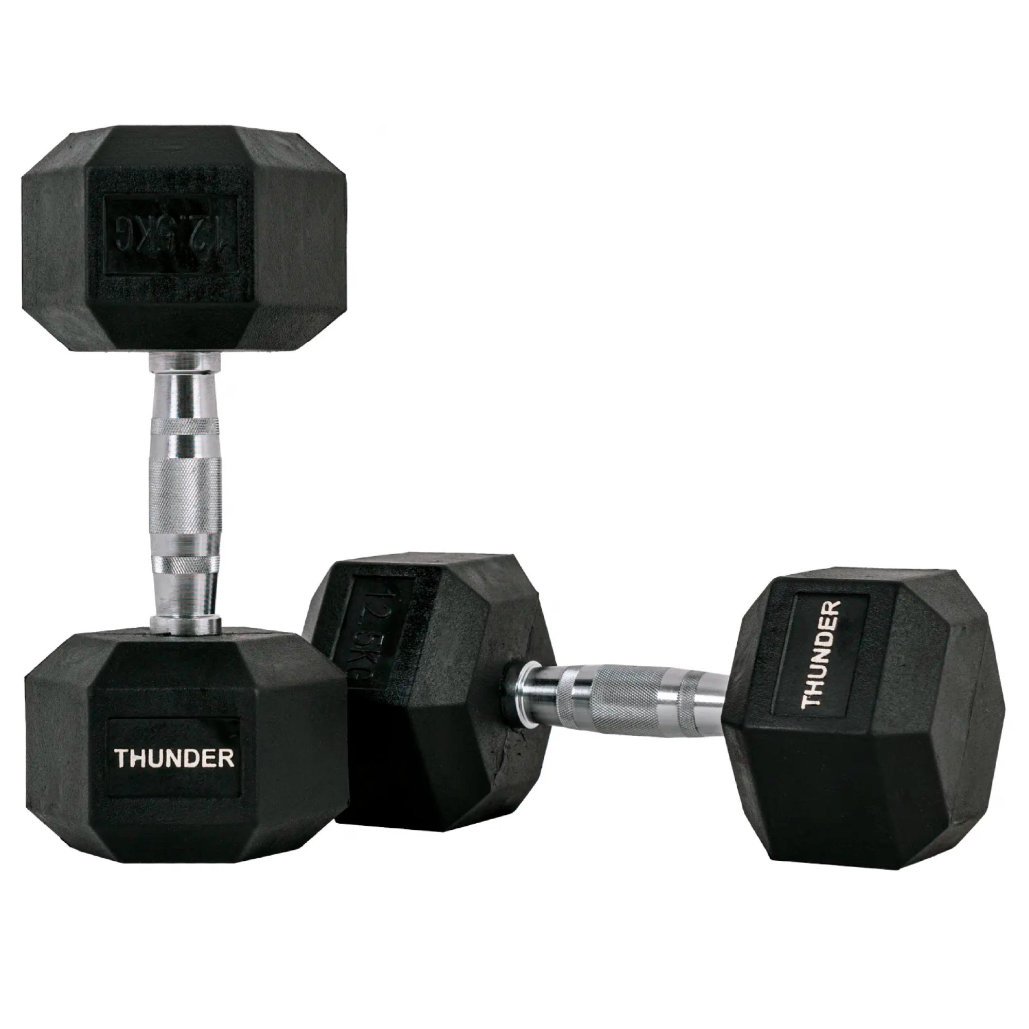 Hantla hexagonalna 12,5 kg THUNDER HEXAGONAL-DUMBBELLS-12,5KG gumowana stalowa profesjonalna 1szt.