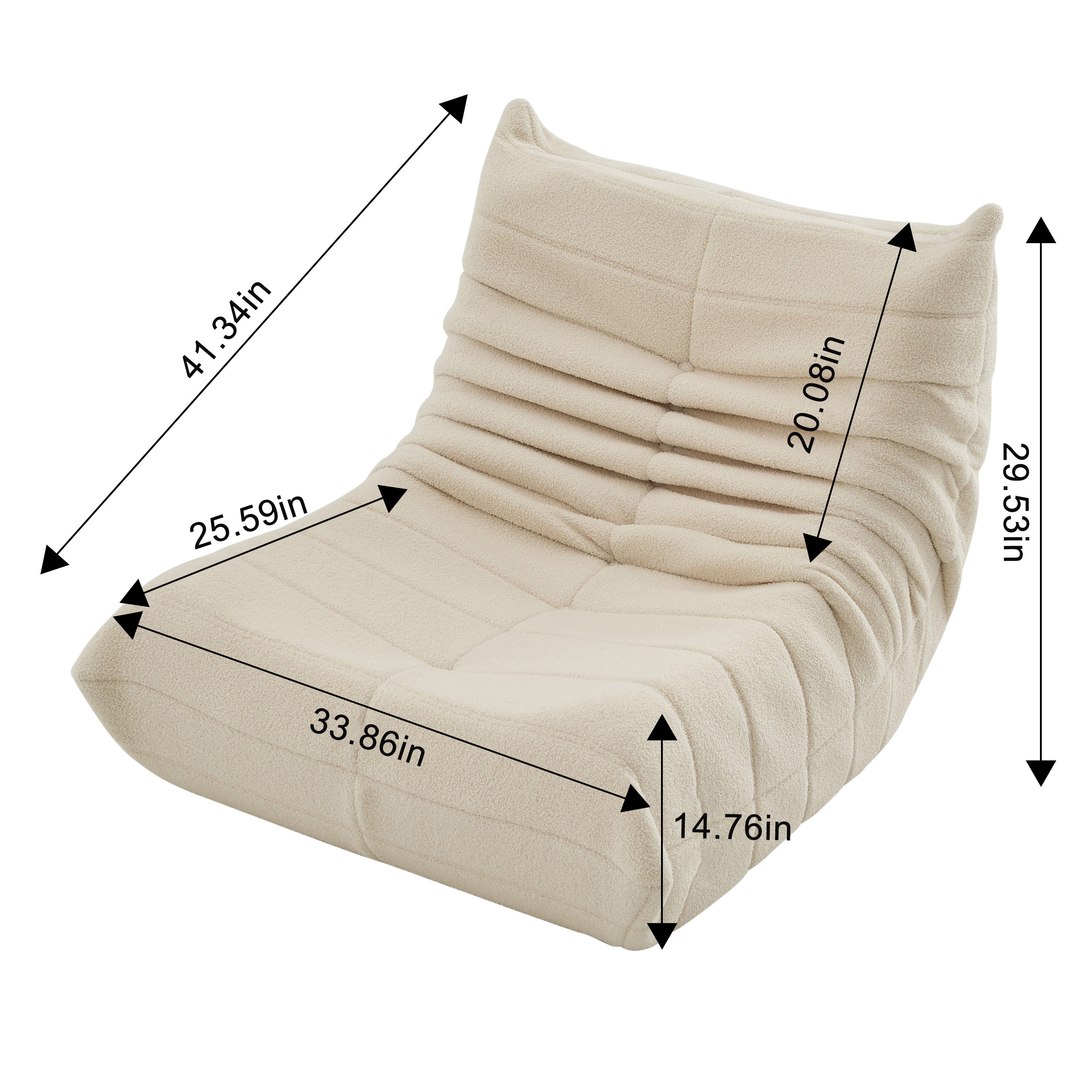 Fauteuil paresseux - Velours beige - Confort relaxant - canapé 1 place - Canapé - Chauffeuse- 86x105x75 cm - 5
