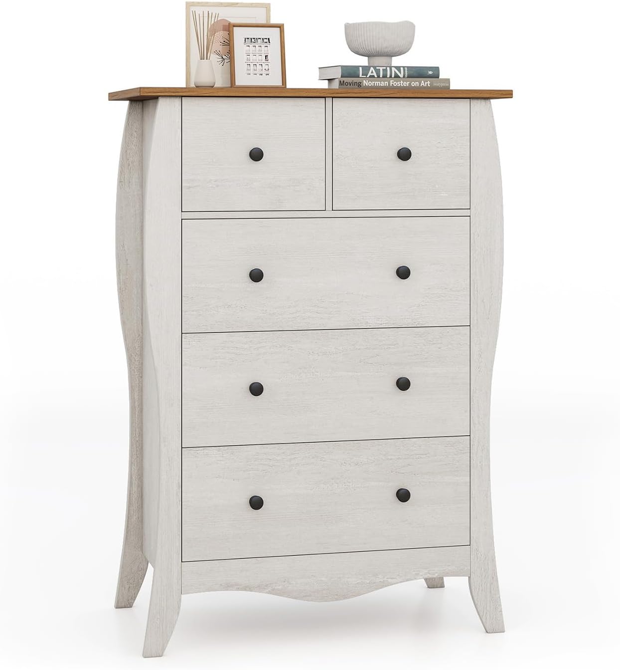 Winston Porter Commode pour chambre à coucher, commode blanche moderne avec 6 tiroirs, commode Winston Porter Commode pour chambre à coucher, commode blanche moderne avec 6 tiroirs, commode