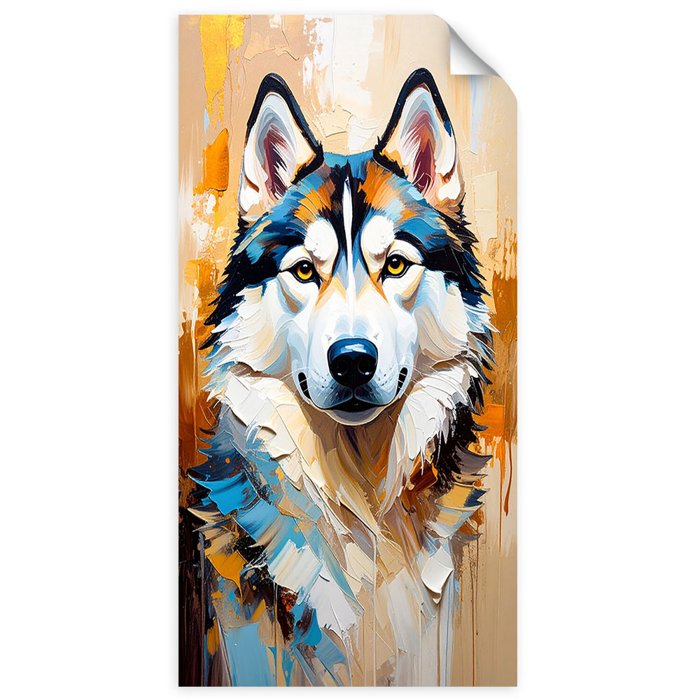Naklejka na ścianę do salonu sypialni, Husky syberyjski Pies Zwierzę 100x200