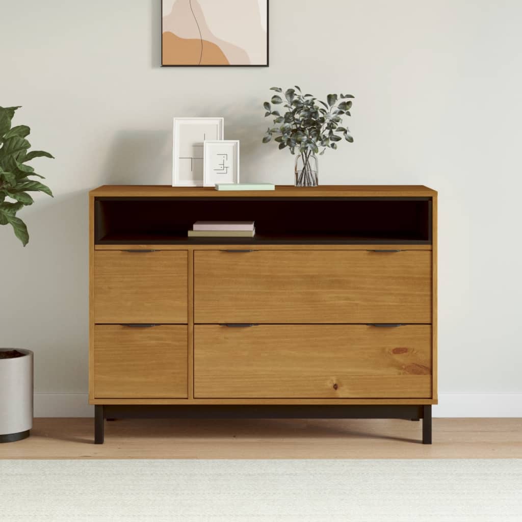 Commode à tiroirs pin massif style moderne NICEA Choix couleur Noyer