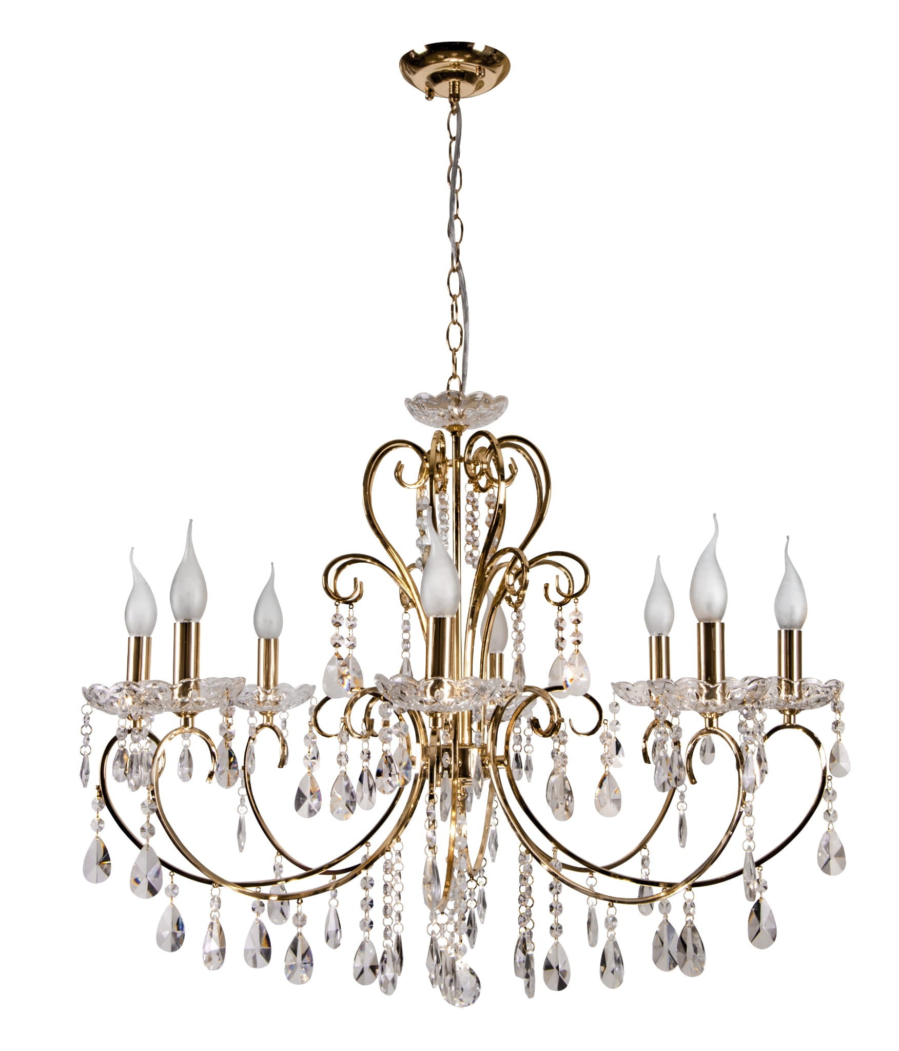 Lampa wisząca Aurora złoto-przezroczysty 8xE14x40W kryształowy wym: 100 x 73 x 73 cm kryształ Candellux