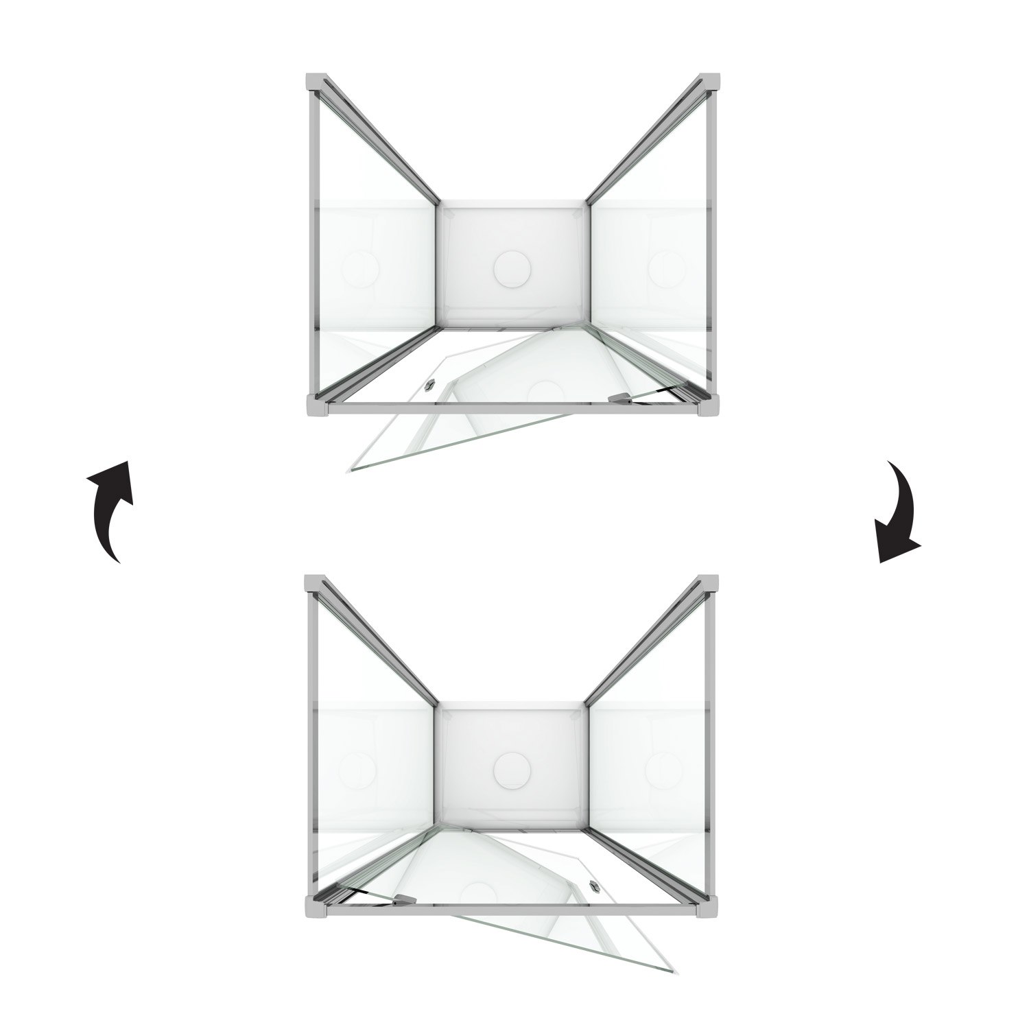 Box Doccia 3 lati 80x100x80 AP. 100 CM H198 trasparente mod. Cristal TRIO 1 Anta - 8