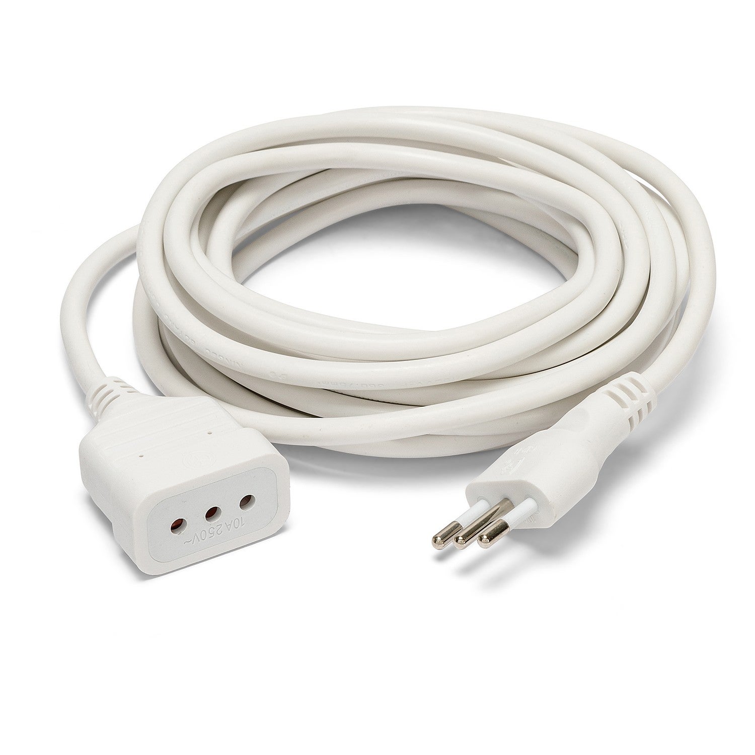 Rallonge italienne 5 m: fiche et prise 10A, blanc - câble 3G0,75 mm131 - 3