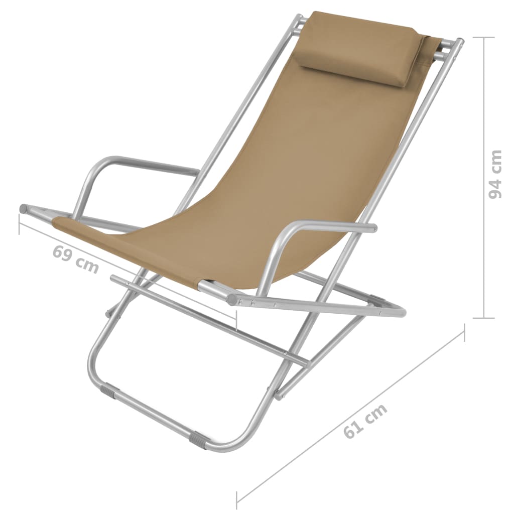 Sedie da terrazza reclinabili 2 pezzi acciaio tortora 02_0011906 - 8