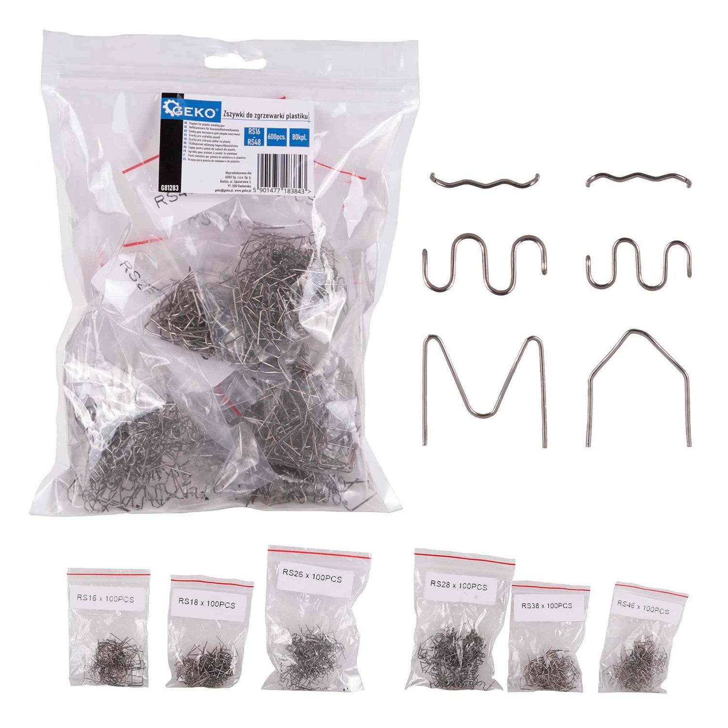 Set 600 de capse pentru sudura in plastic rs16-rs46 GEKO 600buc
