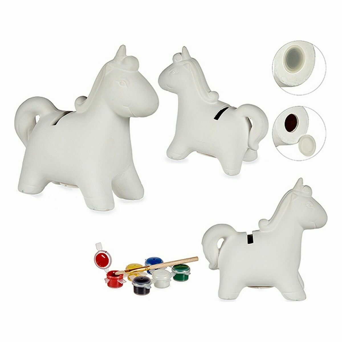 Salvadanaio In Ceramica Gatto Unicorno – Con Coperchio E Chiave – 17 Cm