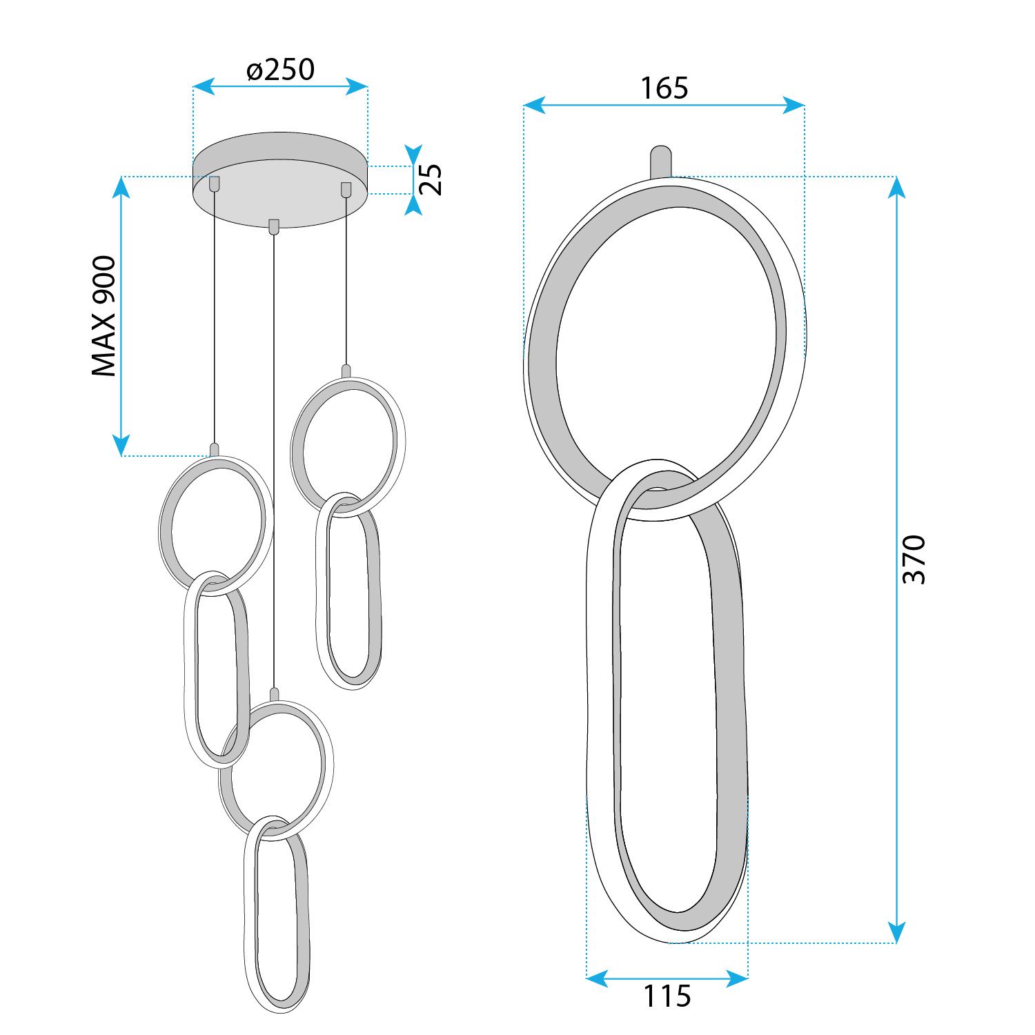 Lampa Sufitowa Wisząca Led Toolight G077-3Cpr Złoty - 8