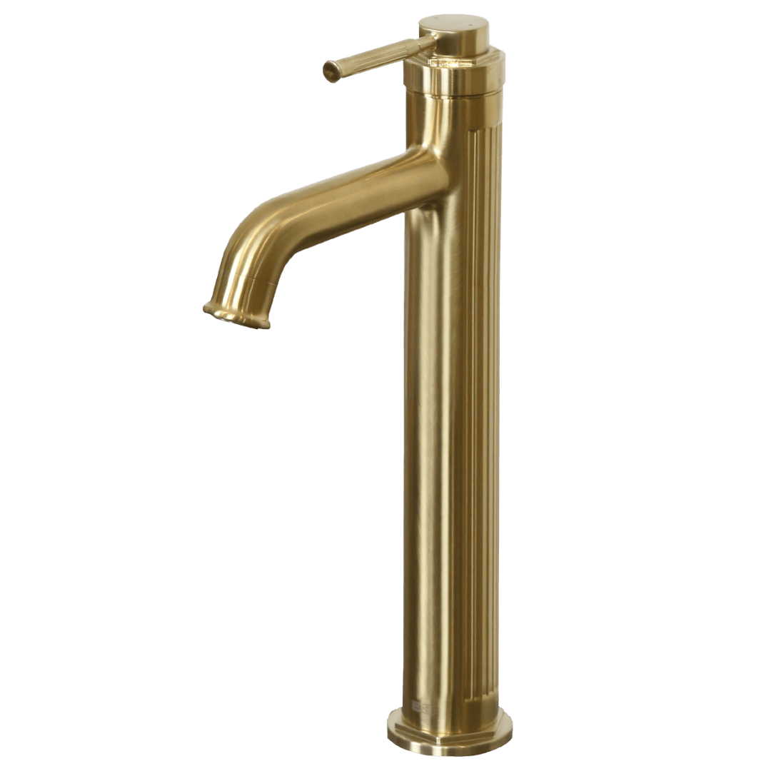 Art Deco bateria umywalkowa wysoka szczotkowanego złota