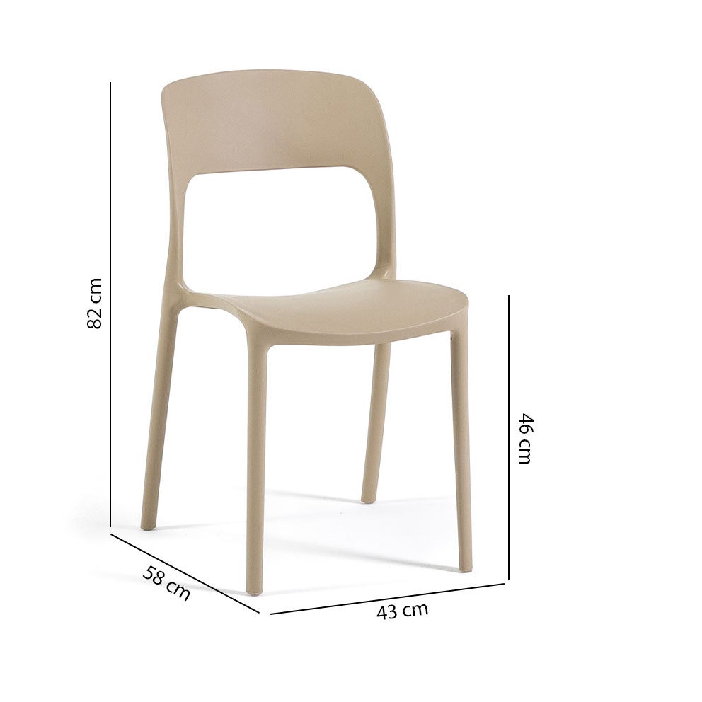 Lot de 4 chaises Barbara de jardin empilables en polypropylène avec fibre de verre caramel - 9